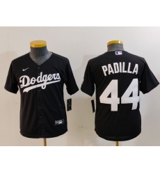 Youth Los Angeles Dodgers #44 Vicente Padilla Black Cool Base Stitched Jersey