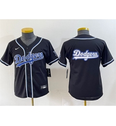 Youth Los Angeles Dodgers Team Big Logo Black Stitched Baseball Jerseys