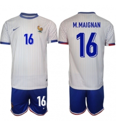 Men's France #16 Steve Mandanda White 2024-25 Away Soccer Jersey Suit