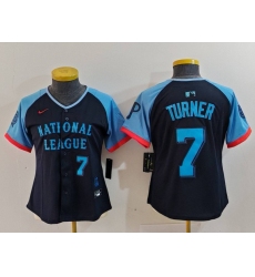 Women's Philadelphia Phillies #7 Trea Turner Number Navy 2024 All Star Limited Stitched Jersey