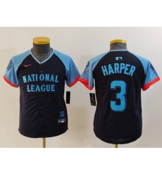 Youth Philadelphia Phillies #3 Bryce Harper Navy 2024 All Star Limited Stitched Jersey