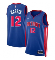 Men's Detroit Pistons #12 Tobias Harris Blue 2024 Icon Edition Stitched Jersey