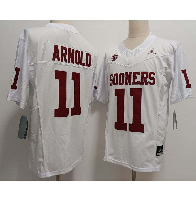 Men's Oklahoma Sooners #11 Jackson Arnold White FUSE College Stitched Jersey