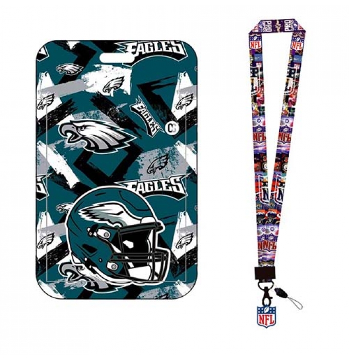 Philadelphia eagles  ID Stickers Badge Holder with Lanyard, Hard Plastic Key Card Work Badge Sleeve for Office, School, Factory, ID Credit Cards, 