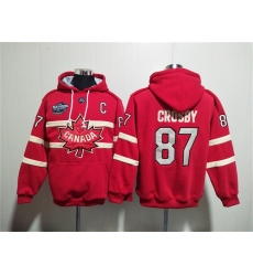 Men's Team Canada #87 Sidney Crosby Red Ageless Must-Have Lace-Up Pullover Hoodie
