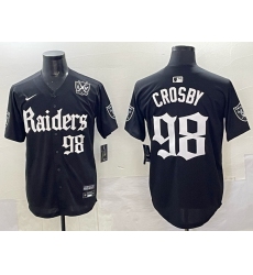Men's Las Vegas Raiders #98 Maxx Crosby Black 'Gothic Sin City Shadows Edition' With 65th Anniversary Vapor Limited Stitched Baseball Jersey