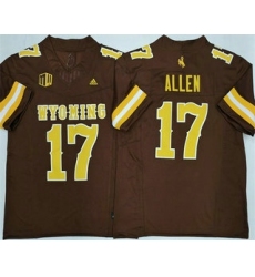 Men's Wyoming Cowboys #17 Josh Allen Limited Brown FUSE College Football Jersey