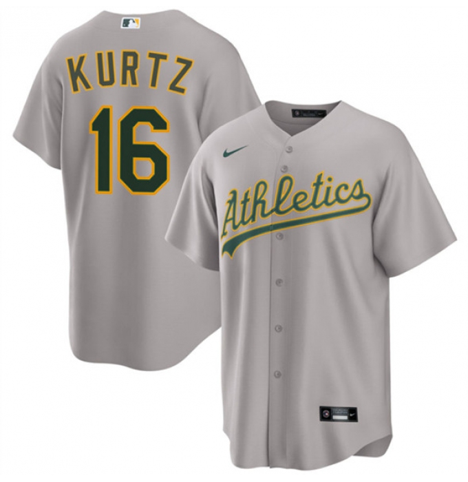 Men's Oakland Athletics #16 Nick Kurtz Gray 2024 Away Limited Stitched Jersey