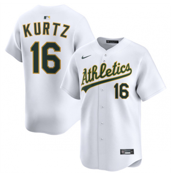 Men's Oakland Athletics #16 Nick Kurtz White 2024 Home Limited Stitched Jersey