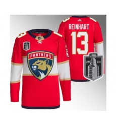 Men's Florida Panthers #13 Sam Reinhart Red 2023 Stanley Cup Final Stitched Jersey