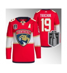 Men's Florida Panthers #19 Matthew Tkachuk Red 2023 Stanley Cup Final Stitched Jersey