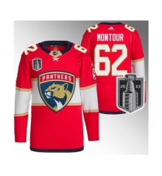 Men's Florida Panthers #62 Brandon Montour Red 2023 Stanley Cup Final Stitched Jersey