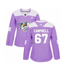 Women's Nashville Predators #67 Alexander Campbell Authentic Purple Fights Cancer Practice Hockey Jersey