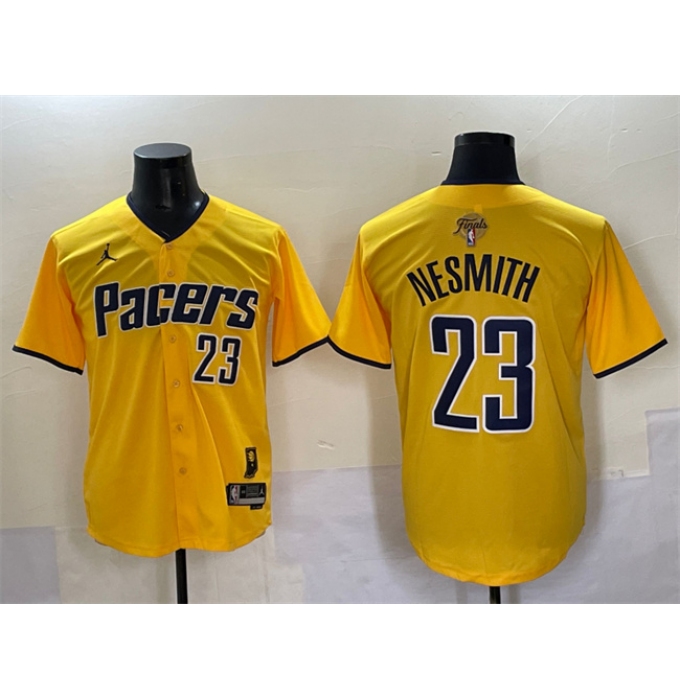 Men's Indiana Pacers #23 Aaron Nesmith Yellow 2025 Finals Vapor Stitched Baseball Jersey