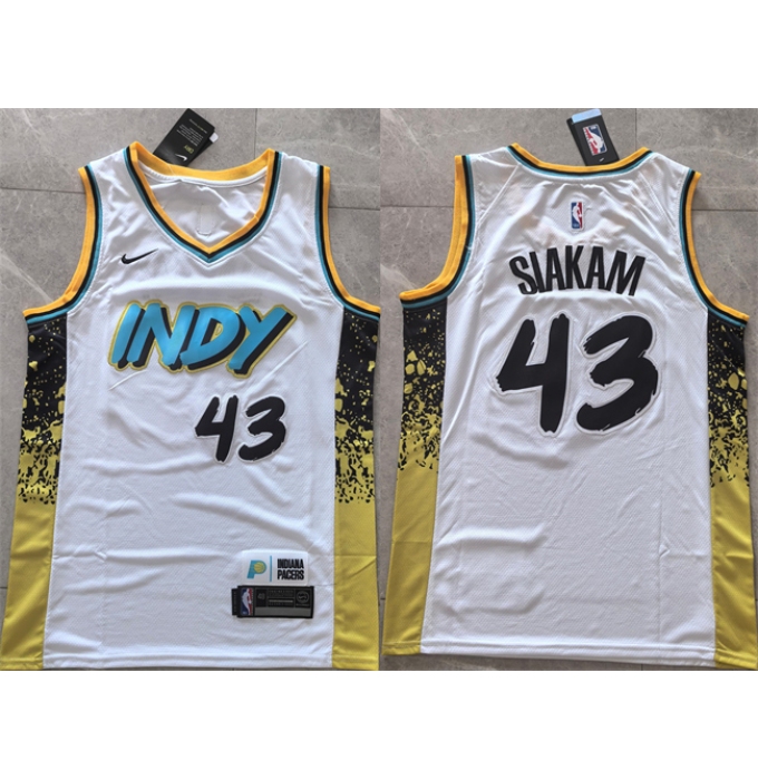 Men's Indiana Pacers #43 Pascal Siakam White 2025 City Edition Stitched Basketball Jersey