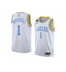 Men's Los Angeles Lakers #1 D’Angelo Russell 2022-23 White Classic Edition With No.6 Stitched Basketball Jersey