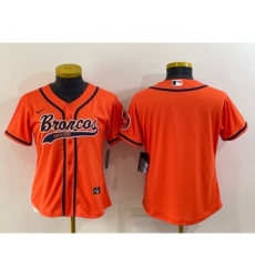 Women's Denver Broncos Blank Orange With Patch Cool Base Stitched Baseball Jersey