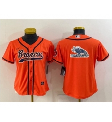 Youth Denver Broncos Orange Team Big Logo With Patch Cool Base Stitched Baseball Jersey