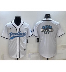 Men's Carolina Panthers White Team Big Logo With Patch Cool Base Stitched Baseball Jersey