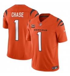Men's Cincinnati Bengals #1 Ja'Marr Chase Orange 2025 F.U.S.E. With 1-Star C Vapor Untouchable Limited Stitched Football Jersey