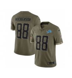 Men's Detroit Lions #88 T. J. Hockenson 2022 Olive Salute To Service Limited Stitched Jersey