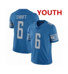 Youth Detroit Lions #6 D'Andre Swift Blue Vapor Untouchable Limited Stitched Jersey