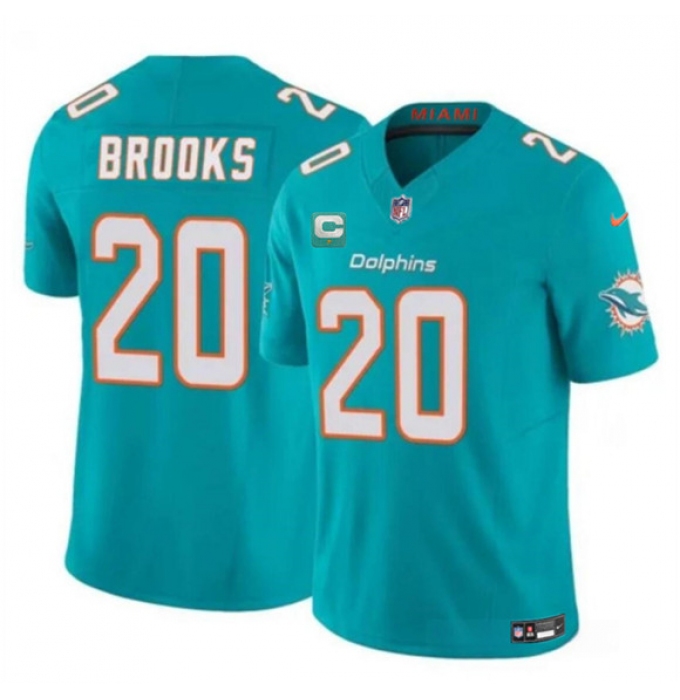Men's Miami Dolphins #20 Jordyn Brooks Aqua 2025 F.U.S.E. With 1-Star C Vapor Limited Football Stitched Jersey