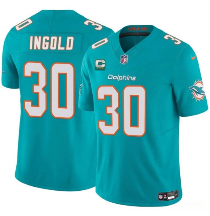 Men's Miami Dolphins #30 Alec Ingold Aqua 2025 F.U.S.E. With 3-Star C Vapor Limited Football Stitched Jersey