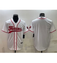 Men's Houston Texans Blank White With Patch Cool Base Stitched Baseball Jersey