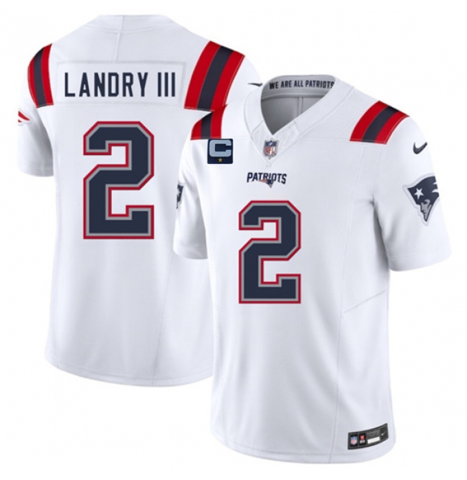 Men's New England Patriots #2 Harold Landry III White 2025 F.U.S.E. With 1-Star C Vapor Limited Stitched Jersey