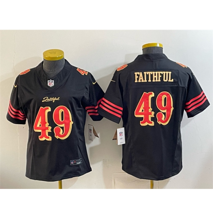 Women's San Francisco 49ers #49 Faithful Black 2025 F.U.S.E. “Rivalries” Vapor Limited Stitched Jersey(Run Small)