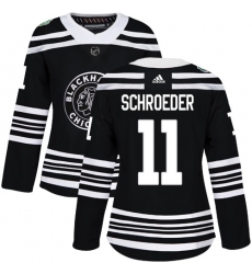 Women's Adidas Chicago Blackhawks #11 Jordan Schroeder Authentic Black 2019 Winter Classic NHL Jersey