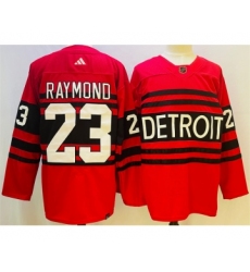 Men's Detroit Red Wings #23 Lucas Raymond Red 2022-23 Reverse Retro Stitched Jersey