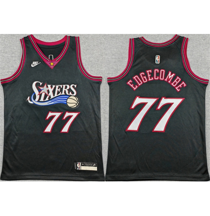 Youth Philadelphia 76ers #77 V. J. Edgecombe Black 2025-26 Classic Edition Stitched Jersey
