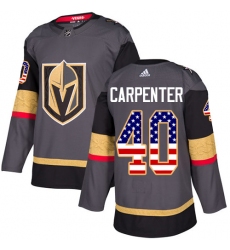 Men's Adidas Vegas Golden Knights #40 Ryan Carpenter Authentic Gray USA Flag Fashion NHL Jersey