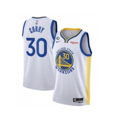 Men's Golden State Warriors #30 Stephen Curry White With No.6 Patch Stitched Jersey