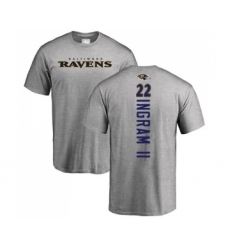 Football Baltimore Ravens #22 Mark Ingram II Ash Backer T-Shirt