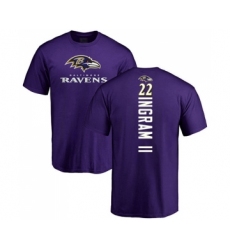 Football Baltimore Ravens #22 Mark Ingram II Purple Backer T-Shirt