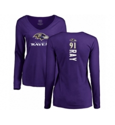 Football Women's Baltimore Ravens #91 Shane Ray Purple Backer Long Sleeve T-Shirt