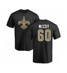 Football New Orleans Saints #60 Erik McCoy Black Name & Number Logo T-Shirt