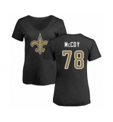 Football Women's New Orleans Saints #78 Erik McCoy Black Name & Number Logo Slim Fit T-Shirt