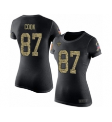 Football Women's New Orleans Saints #87 Jared Cook Black Camo Salute to Service T-Shirt
