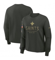 Men's New Orleans Saints Dark Green 2025 Salute to Service Sideline Dri-FIT Long Sleeve T-Shirt