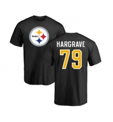 Football Pittsburgh Steelers #79 Javon Hargrave Black Name & Number Logo T-Shirt