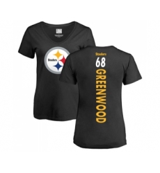 Football Women's Pittsburgh Steelers #68 L.C. Greenwood Black Backer Slim Fit T-Shirt
