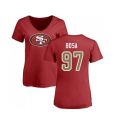 Football Women's San Francisco 49ers #97 Nick Bosa Red Name & Number Logo T-Shirt