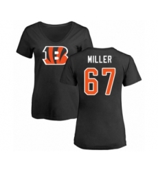 Football Women's Cincinnati Bengals #67 John Miller Black Name & Number Logo T-Shirt