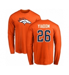 Football Denver Broncos #26 Isaac Yiadom Orange Name & Number Logo Long Sleeve T-Shirt