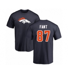 Football Denver Broncos #87 Noah Fant Navy Blue Name & Number Logo T-Shirt