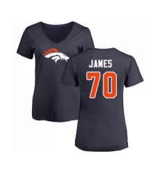 Football Women's Denver Broncos #70 Ja'Wuan James Navy Blue Name & Number Logo T-Shirt